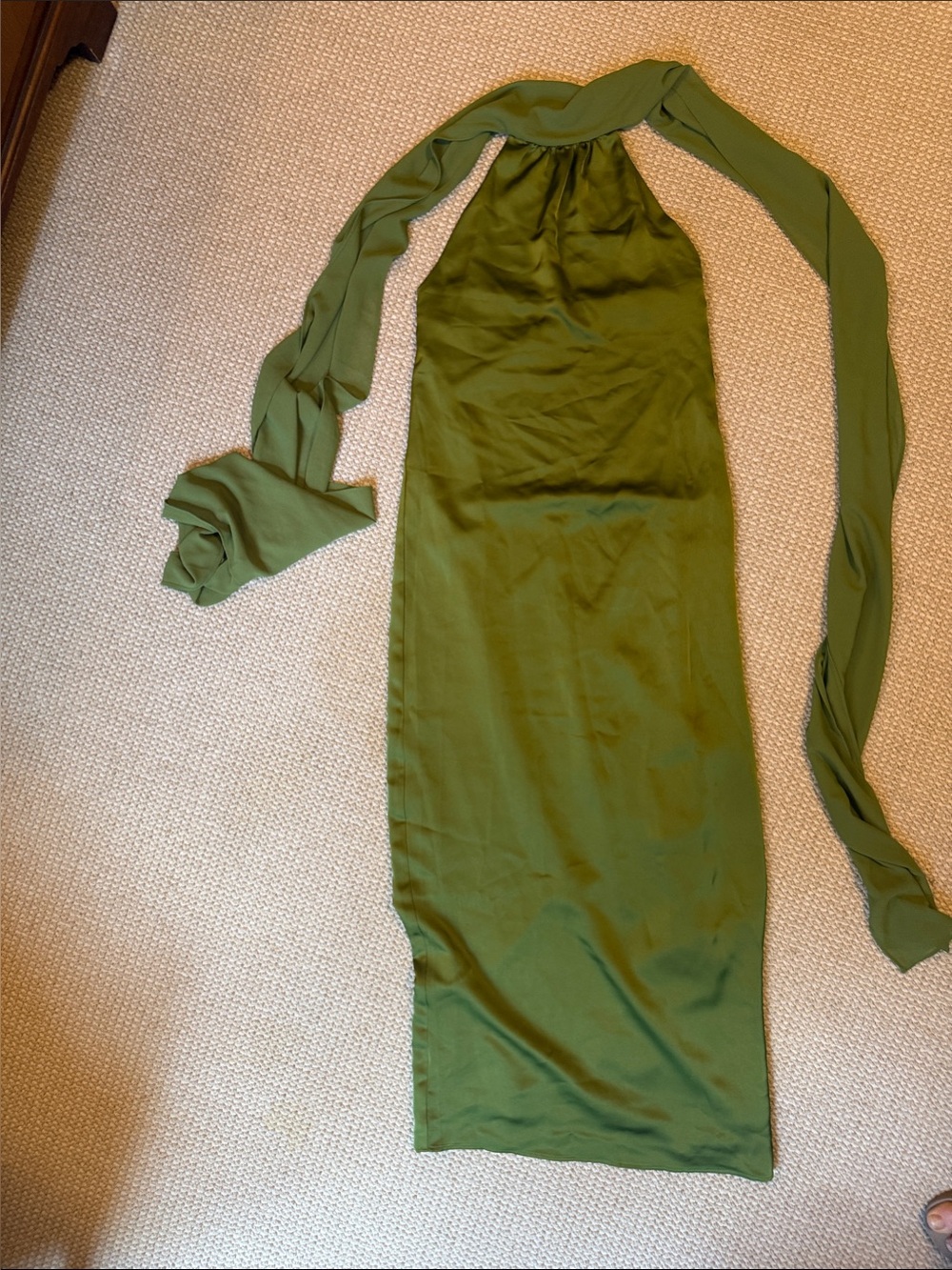 Olive Green Halter Neck Maxi Dress